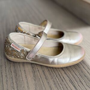Naturino Frollik Gold Glitter Mary Jane Shoes Flats 28 11.5 leather toddler girl